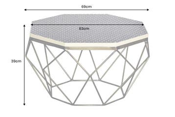 Beeninleg Salontafel DIAMOND 70cm Zwart Wit Messing, Ophalen of Verzenden, Nieuw