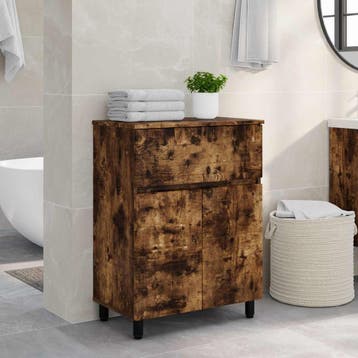 vidaXL Badkamer Waskom Gerookt eiken 60 x 35 x 80 cm Bewerkt, Verzenden, Nieuw
