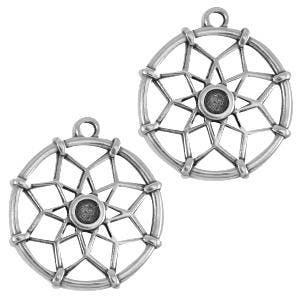 2x DQ metalen bedels dromenvanger dreamcatcher ca. 21 x 1..., Ophalen of Verzenden, Nieuw, Bedel