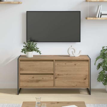 vidaXL TV-kast 100 x 36 x 49.5 cm Ambachtelijk eiken Bewerkt, Minder dan 50 cm, Verzenden, Nieuw, Minder dan 100 cm