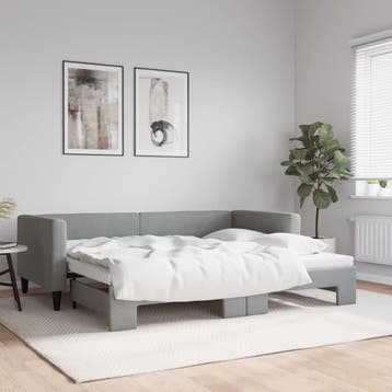 vidaXL Slaapbank met onderschuifbed 90x190 cm stof, 90 cm, Eenpersoons, Verzenden, Nieuw