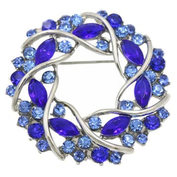 Fako Bijoux - Broche - Krans - Kristal - Ø 49mm - Zilver -, Sieraden, Tassen en Uiterlijk, Broches, Verzenden, Nieuw