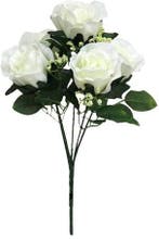Zijden roos sweety rozenboeketje ivory met gips 5 knoppen 31, Ophalen of Verzenden, Nieuw