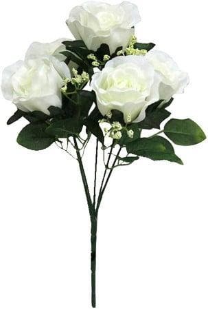Zijden roos sweety rozenboeketje ivory met gips 5 knoppen 31, Ophalen of Verzenden, Nieuw