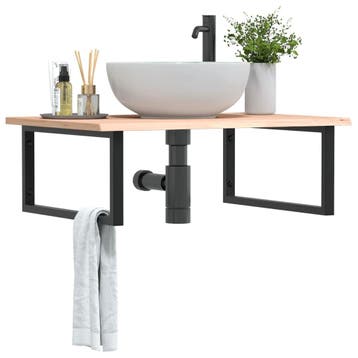 vidaXL Badkamer wandschap staal en massief eikenhout, Verzenden, Nieuw