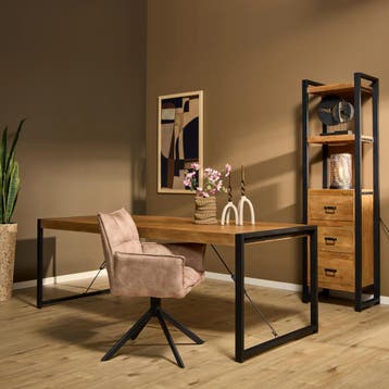 Rechthoekige eettafel Boaz naturel mangohout 200 cm |, Ophalen of Verzenden, Nieuw
