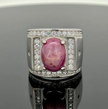 Zilver - Ring - Ruby Star