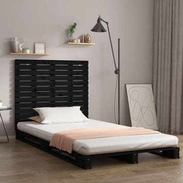 vidaXL Hoofdbord wandmontage 126x3x91,5 cm massief, Verzenden, Nieuw, Zwart, Hout