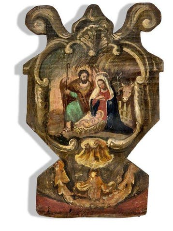 Beschilderde votiefplaat - Geboorte van Jezus Christus - 40