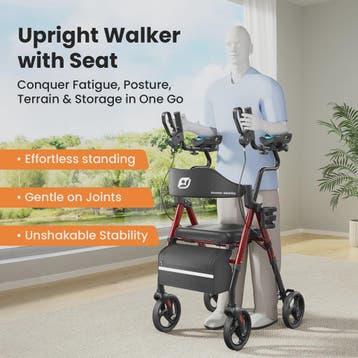 Staande Rollator Walker met PU Zadel en Rugleuning - Opvouwb, Verzenden, Nieuw