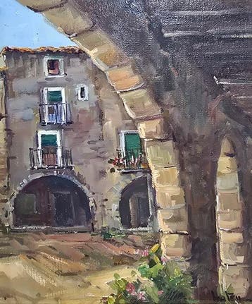 Mateu (XX) - La casa de los arcos, Antiek en Kunst