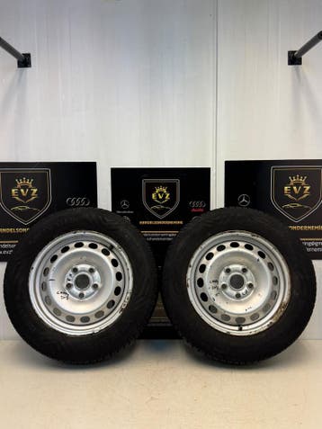 2 stuks 195/65R15 stalen velgen met All-Seasons VW Caddy, Gebruikt, 15 inch, Banden en Velgen, All Season