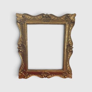 Lijst - Gouden lijst in barokstijl met schelpvormige, Antiek en Kunst