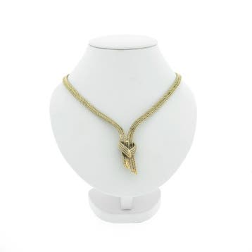 Gouden visgraat schakelcollier (Ketting), Ophalen of Verzenden, Gebruikt, Goud, Goud