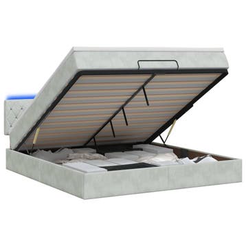 vidaXL Ottoman Bed met Matrassen en LED Lichtgrijs 140 x 190, Verzenden, Nieuw, Stof