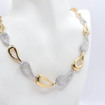 Halsketting - 18 karaat Witgoud, Geel goud - 5.07ct. tw., Nieuw