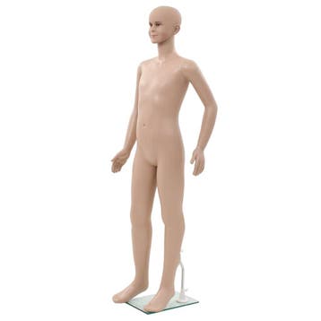 vidaXL Etalagepop kind met glazen voet 140 cm beige, Verzenden