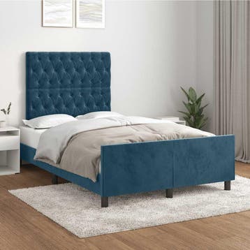 vidaXL Bedframe zonder matras 120x200 cm fluweel donkerblauw, Nieuw, Twijfelaar, 120 cm, 200 cm