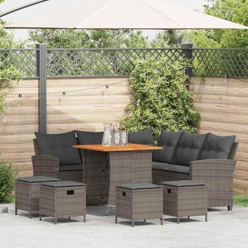vidaXL 6-delige tuinbankset met kussens L-vormig grijs, Verzenden, Nieuw
