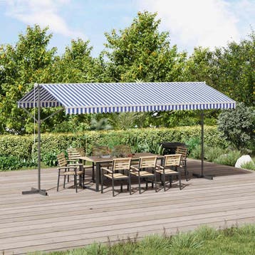 vidaXL Luifel vrijstaand 500x300 cm stof en staal blauw en, Verzenden, Nieuw