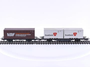 Schaal H0 Märklin 4455 & 4770 set van 2 containerwagons v.., Wisselstroom, Gebruikt, Wagon, Ophalen of Verzenden