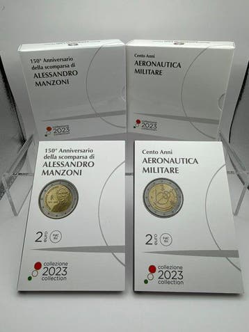 Italië. 2 Euro 2023 Aeronautica Militare + Manzoni (4