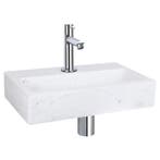 Fonteinset Differnz Flat Marmer 38x24x8 cm Wit Met Rechte, Huis en Inrichting, Badkamer | Badkamermeubels, Ophalen of Verzenden