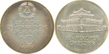 Duitsland 10 Mark Ddr Semper-oper 1985 A stgl ! J1600 zilver, Verzenden