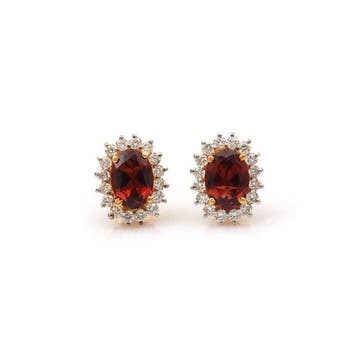 Oorstekers - 14 karaat Geel goud - 2.15ct. tw. Granaat -
