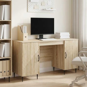 vidaXL Bureau Sonoma Eiken 142,5 x 50 x 75 cm Bewerkt hout, Verzenden, Nieuw