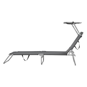 Ligbed met luifel Argozelo 186x55x24 cm set van 2 donkergrij, Verzenden, Nieuw