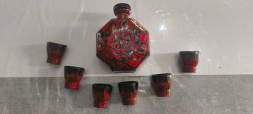 Murano - Alfredo Barbini - Drinkservies voor 6 (7) - rode