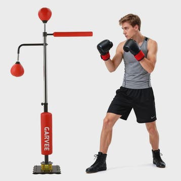 Vrijstaande Bokszak met 2 Speedballs & 360° Draaibalk - In H, Sport en Fitness, Verzenden, Nieuw