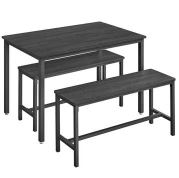 Eettafelset Zwart voor 4 personen – Inclusief 2 Banken, 100 tot 150 cm, Verzenden, Nieuw, 50 tot 100 cm