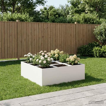vidaXL Plantenbak Wit 100 x 100 x 30 cm Koudgewalst staal, 100 cm of meer, Verzenden, Nieuw, Metaal