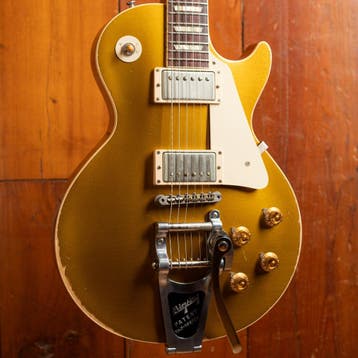 Gibson CS Les Paul 1957 Goldtop Bigsby Aged, Muziek en Instrumenten, Snaarinstrumenten | Gitaren | Elektrisch, Ophalen of Verzenden