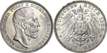 3 Mark Schwarzburg-sondershausen Karl Guenther 1880-1909, Verzenden