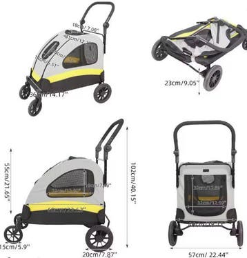 Honden- en Kattenwagen – Opvouwbare 4-Wiel Buggy voor Reizen, Verzenden, Nieuw
