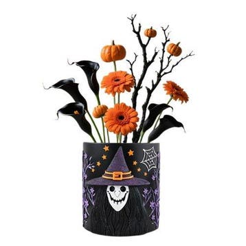 sculptuur, Halloween Witch Planter – 3D Embossed Resin