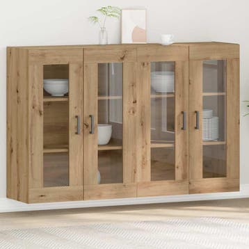 vidaXL Wandkasten 2 pcs Artisan Eiken 69,5 x 34 x 90 cm, Minder dan 50 cm, Verzenden, Nieuw, Minder dan 100 cm