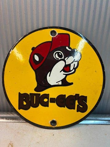 Buc-ee’s – Rond Reclamebord – Bever Logo – Emaille – Vintage