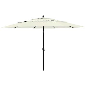vidaXL Parasol 3-laags met aluminium paal 3,5 m zandkleurig, Verzenden, Nieuw, 3 tot 4 meter