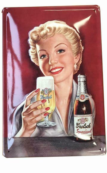 Grolsch reclamebord met vrouw relief, Verzenden, Nieuw