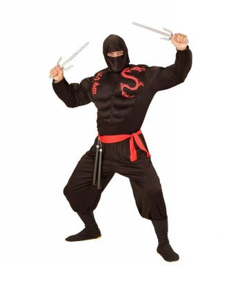 Super Ninja heren kostuum gespierd, Ophalen of Verzenden, Nieuw