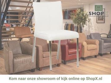 Leren eetkamerstoel Basic - Toledo Bianco (gebroken wit) -, Huis en Inrichting, Stoelen, Wit, Nieuw, Leer, Ophalen of Verzenden
