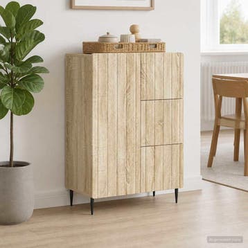 vidaXL Dressoir Sonoma Eiken 66 x 34,5 x 91,5 cm Bewerkt, Verzenden, Nieuw, Overige houtsoorten, Minder dan 50 cm