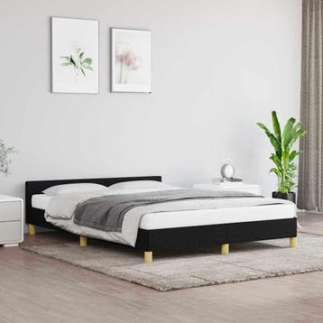 vidaXL Bedframe zonder matras stof zwart 140x200 cm, Verzenden, Zwart, 140 cm, 200 cm
