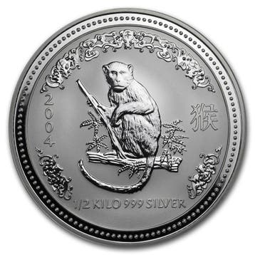Lunar I - Year of the Monkey - 1/2 kilo 2004 (1.287 oplage), Postzegels en Munten, Munten | Oceanië, Verzenden, Losse munt, Zilver