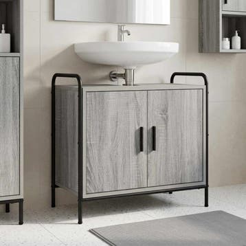 vidaXL Badkamerkast Grijs Sonoma 65,5 x 34 x 61 cm Bewerkt, Huis en Inrichting, Verzenden, Nieuw