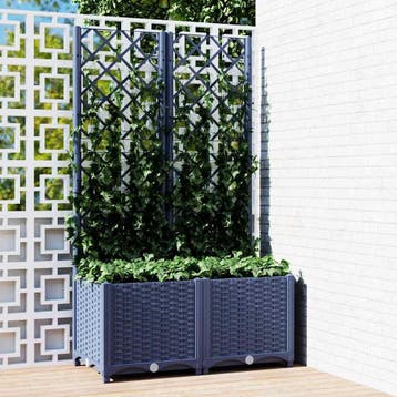 vidaXL Plantenbak met trellis blauwgrijs 80x40x136 cm PP, Verzenden, Nieuw, Minder dan 60 cm, 60 cm of meer